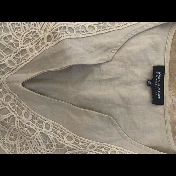 Jones New York 1X Crochet 100% Linen Tunic Blouse - Picture 2 of 7